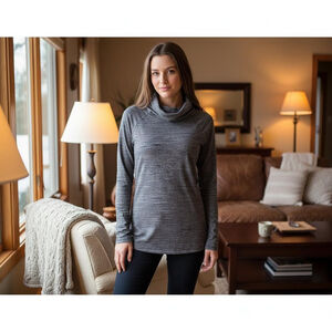 Women's Reebok Gray Heathered Cowl Neck Activewear Top